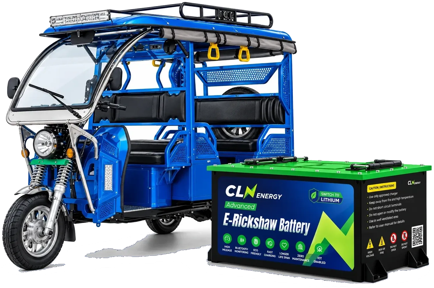 E-rickshaw fitted with a CLN lithium battery
